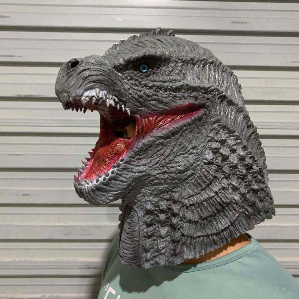CHAIMEI Maschera in Lattice Godzilla Re dei Mostri Cosplay Maschera Halloween Partito Completo Testa Latex Maschera Cosplay Props 