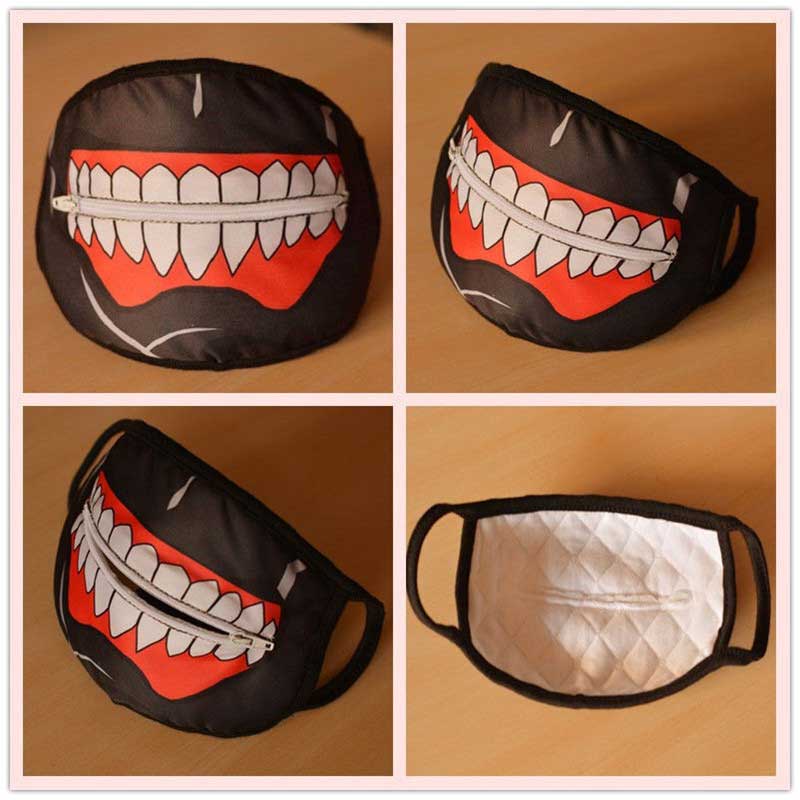 Maschere Kaneki Ken Viso Zipper Ciclismo anti-polvere Anime Tokyo Ghoul Cosplay Mask