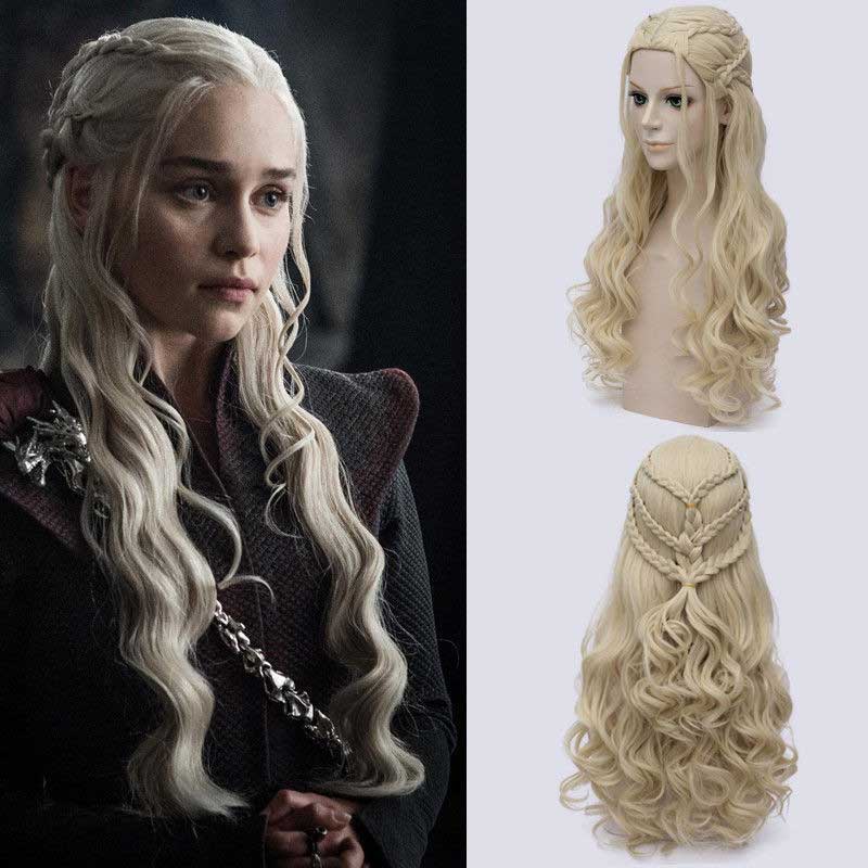 Game of Thrones Dragon of Madre Daenerys Targaryen Lungo ondulato cosplay costume parrucca per capelli sintetici