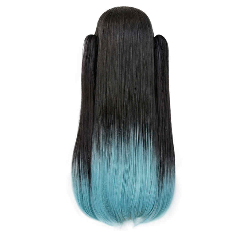 Demon Slayer Kimetsu senza Yaiba Mist Hashira Muichiro Tokitoblack blu lungo rettilineo parrucca Cosplay Kizuki capelli sintetici
