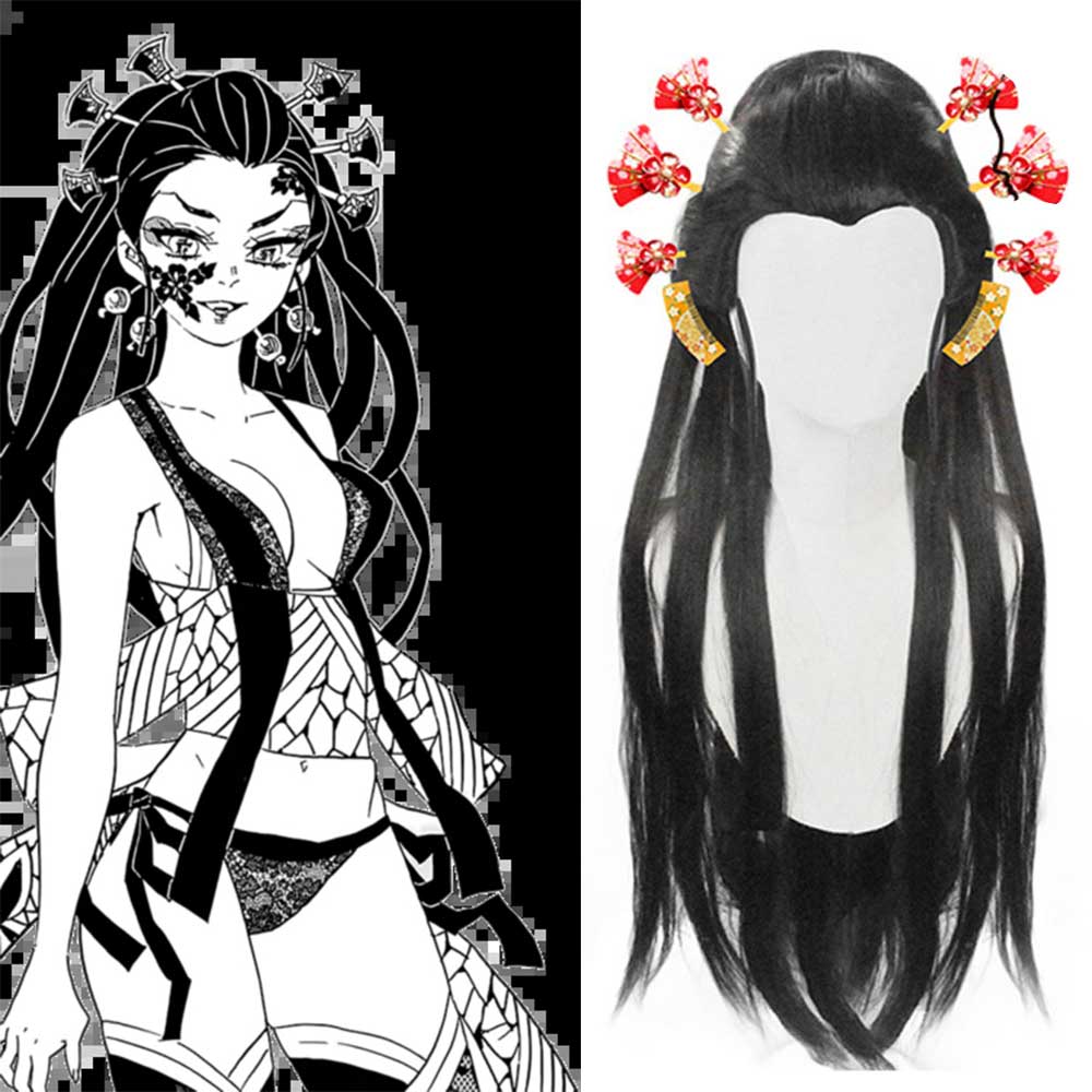 daki cosplay parrucca demone slayer kimetsu no yaiba juuni kitsuki verde argento lungo coda di cavallo parrucca sintetica cap