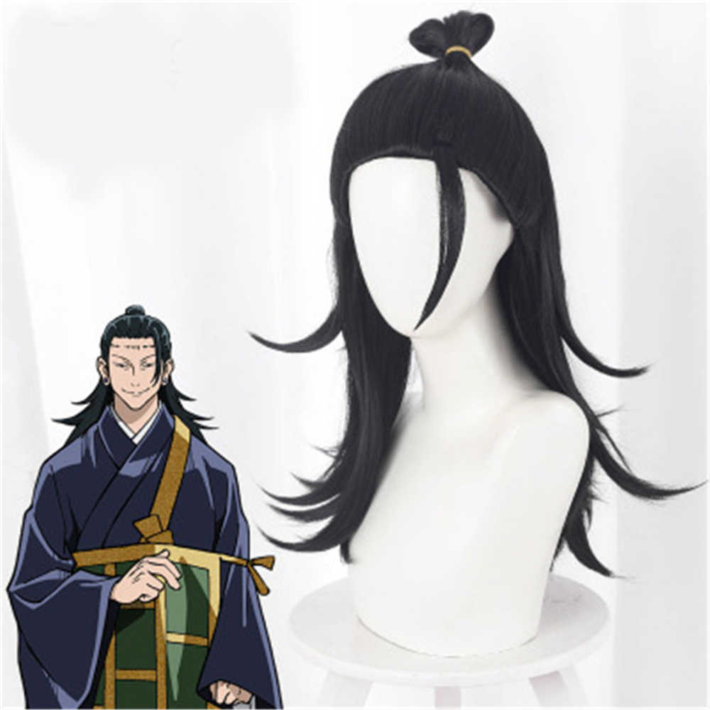 anime jujutsu kaisen getou suguru costume parrucca nero tappo capelli lisci
