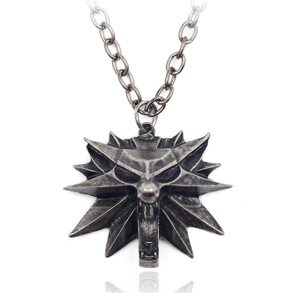 gioco il witcher 3 medaglione halloween ciondolo ciondolo Geralt of rivia wolf testa collana regalo puntelli accessori